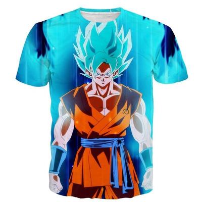 Super Saiyan Blue Goku Aufdruck Herren Mode Kurzarm T-Shirt Dragon Z T-Shirts