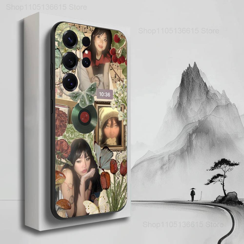 Cute B-Beabadoobee Singer Phone Case For Samsung S22,S21,S20,S10,S9,S25,S24,S23,Ultra,FE,Plus,Lite,Soft Silicone Black