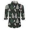 Men's Christmas Shirt Christmas Print Long Sleeve Button Shirt
