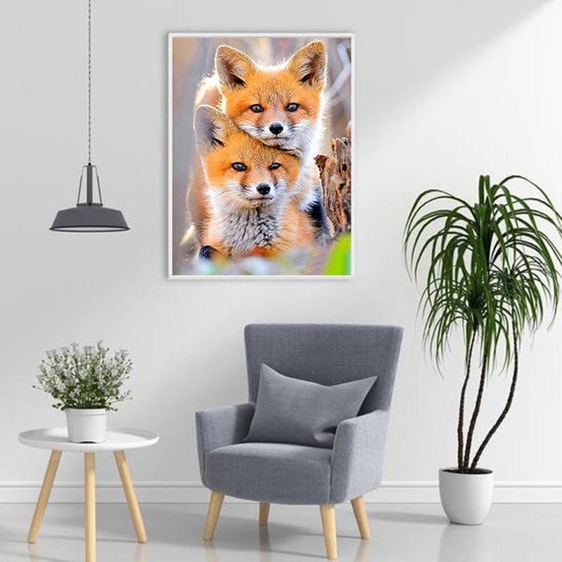 DIY 5D Diamond Painting Full Round Resin Fox Picture Diamond Embroidery Animlas Cross Stitch Diamond Mosaic Home Decor