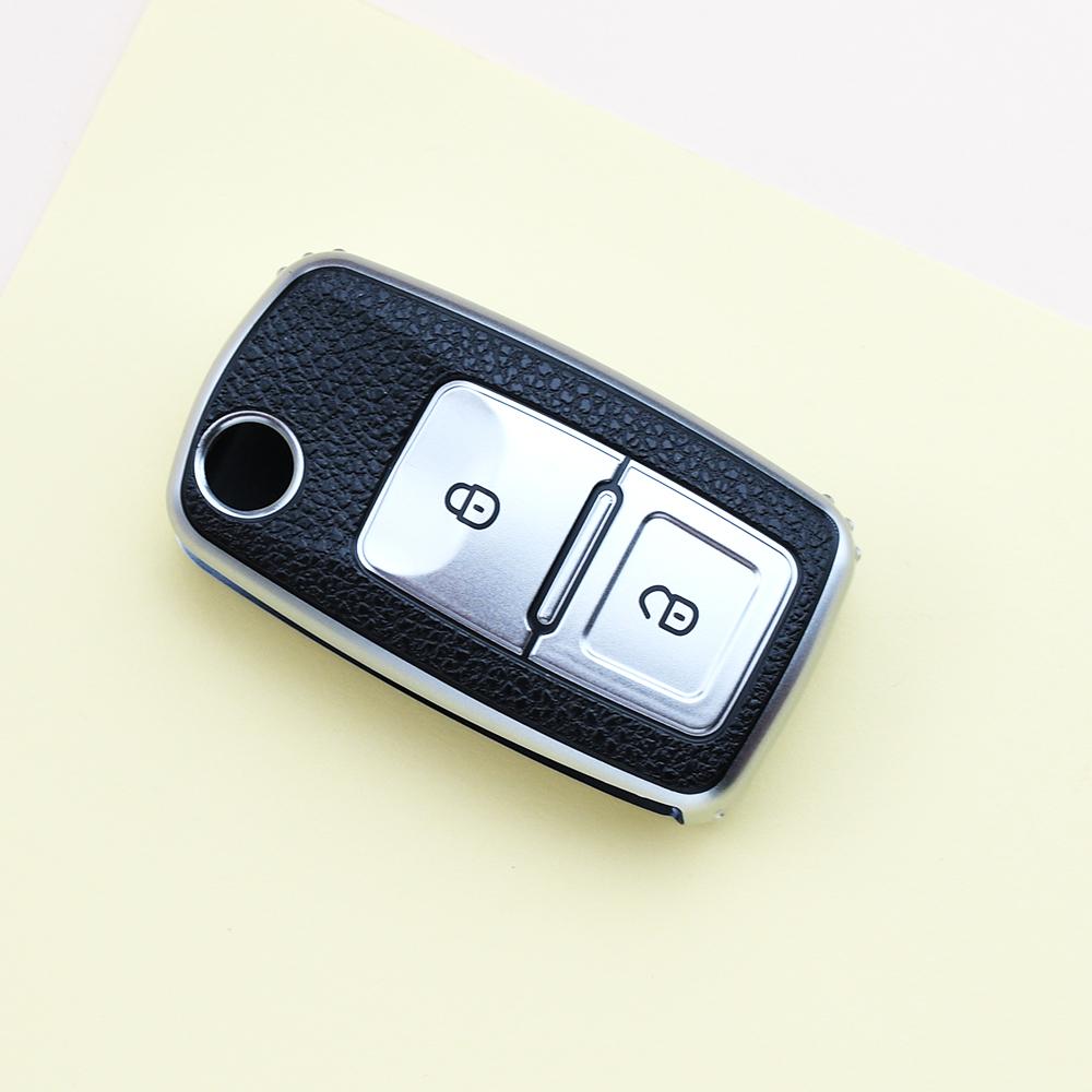 

2-кнопочный корпус для VW Volkswagen Passat B5 B6 B7 Polo Jetta Lavida Tiguan Golf 4 5 6 MK6 для Skoda Octavia чехол для ключа автомобиля из ТПУ и кожи серебряный