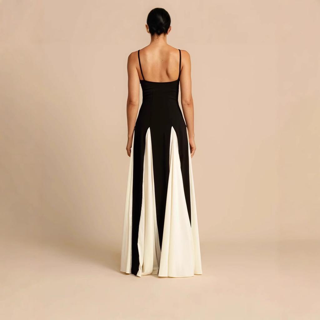 European and American style women's clothing new fashion temperament elegant female autumn sexy royal sister slim contrast color suspender dress
