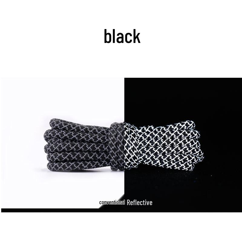 Round Reflective Starry Sky Luminous Shoelaces (Black, One Pair)