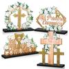 4 Pcs Mi Primera ComunióN Table Centerpieces Decoraciones Spanish Wooden First Holy Communion White Rose Gold Religious Cross Ba