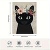 1pc Vintage Style Single-Sided Printed Blanket, 60x80 Inch, Cute Black Cat with Floral Wreath Design, Soft & Cozy All-Season