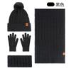 Womens Knit Hat Scarf Gloves Set Touchscreen Winter Warm Fleece Lined Solid Color