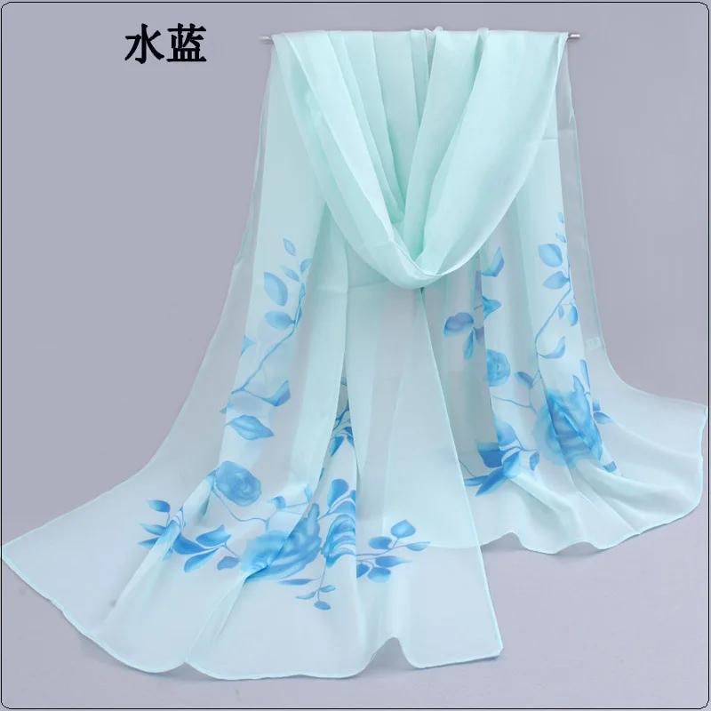 Spring And Summer Women Scarf New Pashmina Shawl Printed Cape Silk Chiffon Polyester Tippet Muffler 60*160Cm