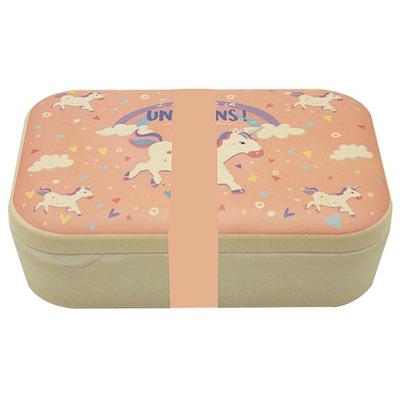 [R0617] - Brotdose Bambus 'Einhorn My Unicorn' rosa beige - 19x13x6 cm