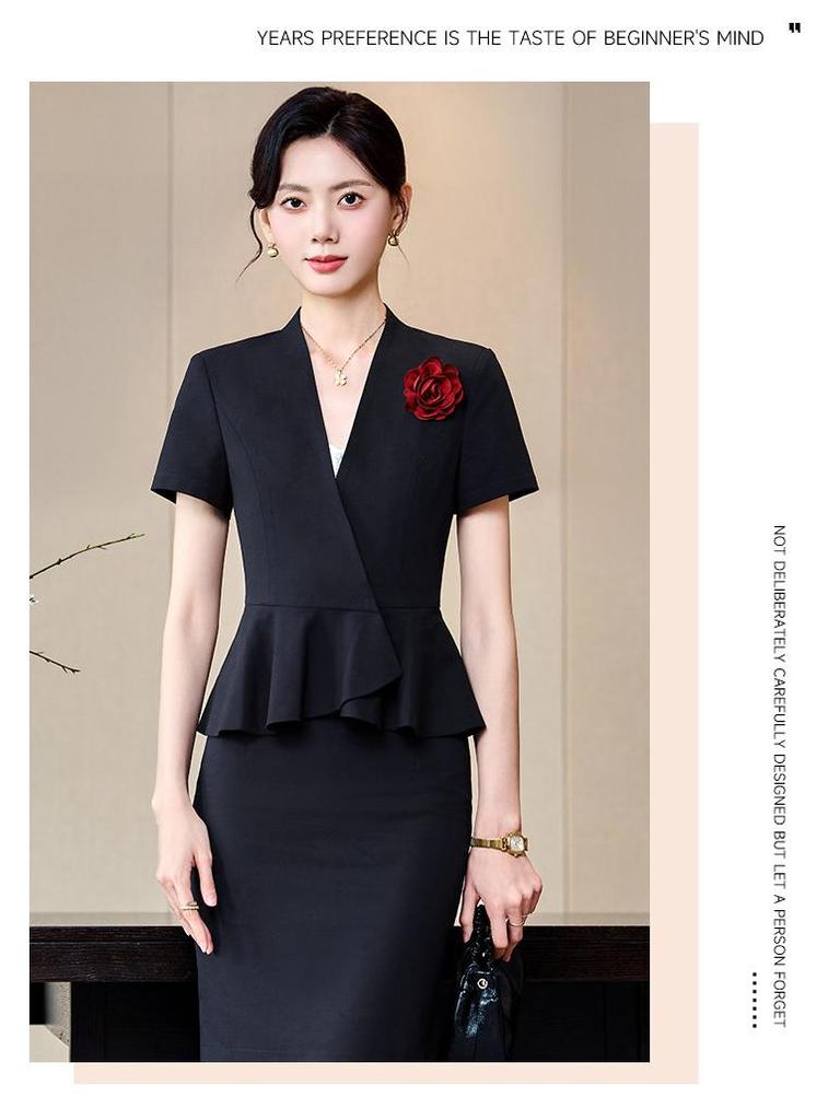 Premium Women's Summer Short-Sleeve Suit Set - Elegant Skirt Suit for Professional and Stylish Workwear