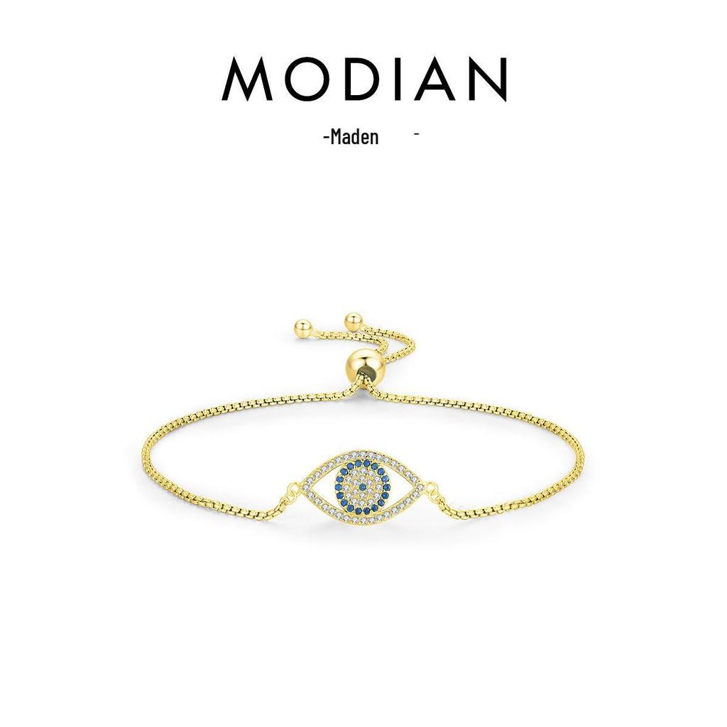 Modian S925 Sterling Silver Devil's Eye Diamond Bracelet for Women - Light Luxury European American Style.