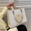 Internet celebrity fashion bag female 2024 new spring large capacity pearl chain shoulder bag niche design underarm bag