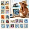 Kein Nähen Quilt Kunst No-Sew Japanisches Stoff-Set, DIY Mosaik-Sets für Erwachsene Anfänger, Gestepptes Wand-Handarbeitsprojekt Handwerk mit Rahmen & Werkzeugen, Sets, Geschenke