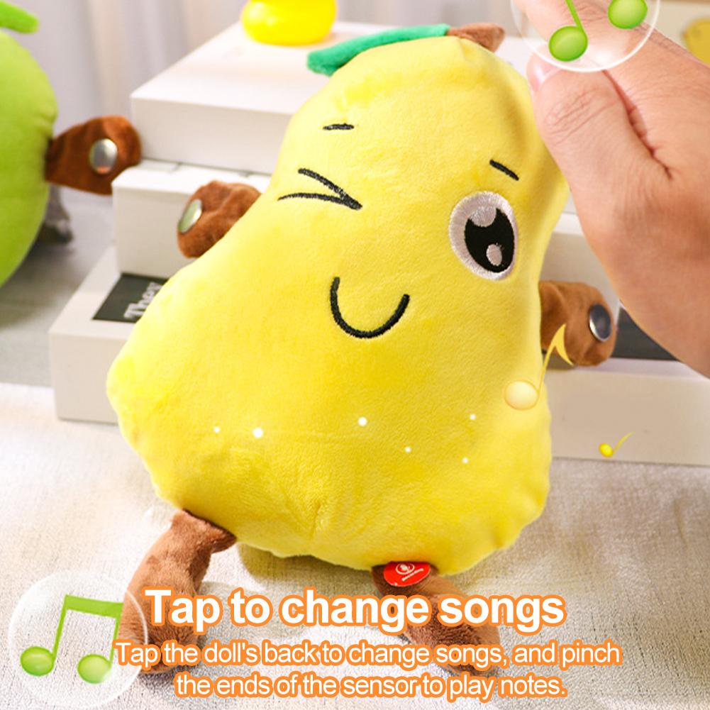 23cm Interactive Musical Fruit Plush Toys Cute Fruit Shapes With Pleasant Music Soft Stuffed Animal Toy Unique Creative Gift
