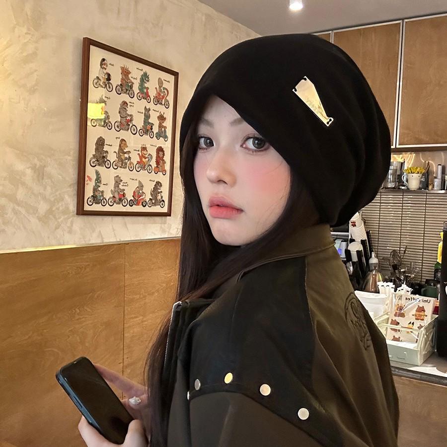 Women's Autumn/Winter Solid Color Slouchy Beanie - Versatile, Face-Covering, Casual Cold Weather Hat, Ideal for Postpartum.