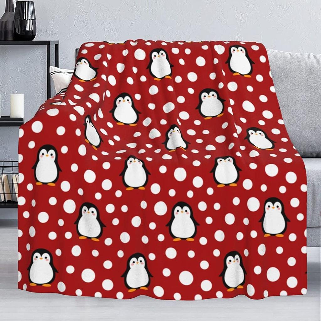 Penguin Soft Warm Throw Blanket Lightweight Flannel Fleece Bed Blanket Gift for Girls Boys Men Women Chair Couch