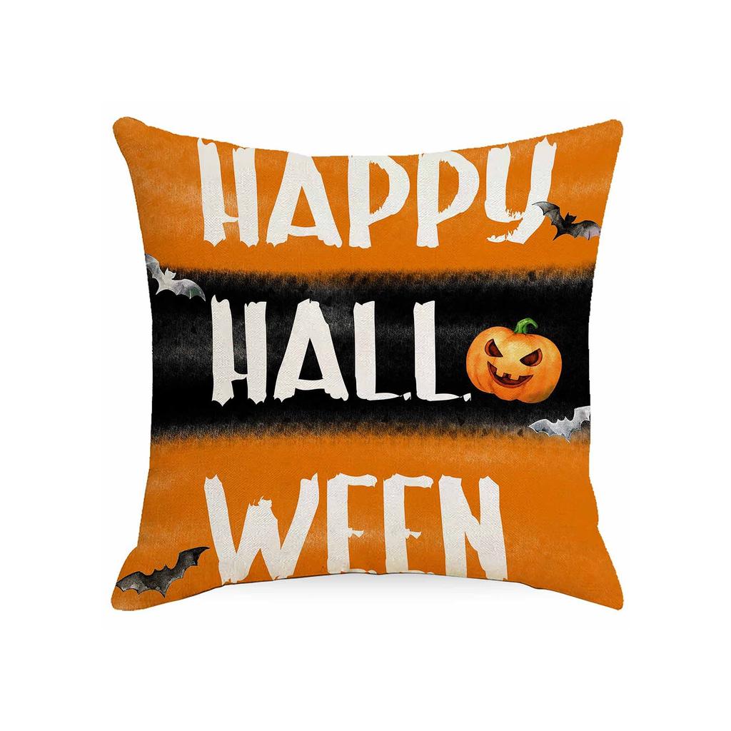 Halloween Decorative Linen Throw Pillow Cover With Single Sided Print (Pillow Insert Not Included)