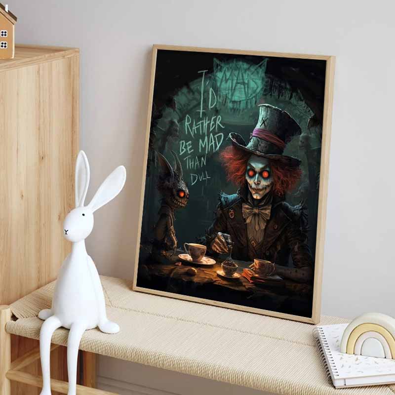 Disney Diamond Painting Dark Gothic Mad Hatter  Alice in Wonderland  Illustration Mosaic Craft Hobby DIY Gift Home Decoration Embroidery