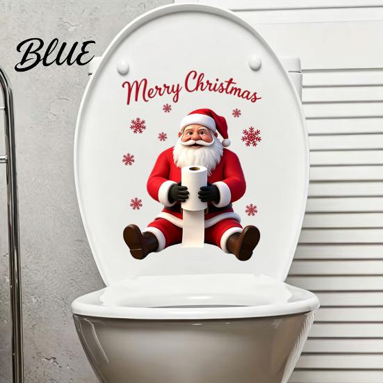 Waterproof Window Clings Santa Claus Toilet Sticker PVC Christmas Bathroom Decal for Creative Gift Ideas Home Decoration Removable Snowflake