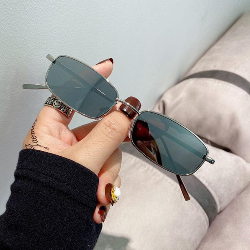 New Vintage Small Rectangle Sunglasses Men ladies Fashion Punk Square Sun Glasses Metal Frame Black Driving Eyewear