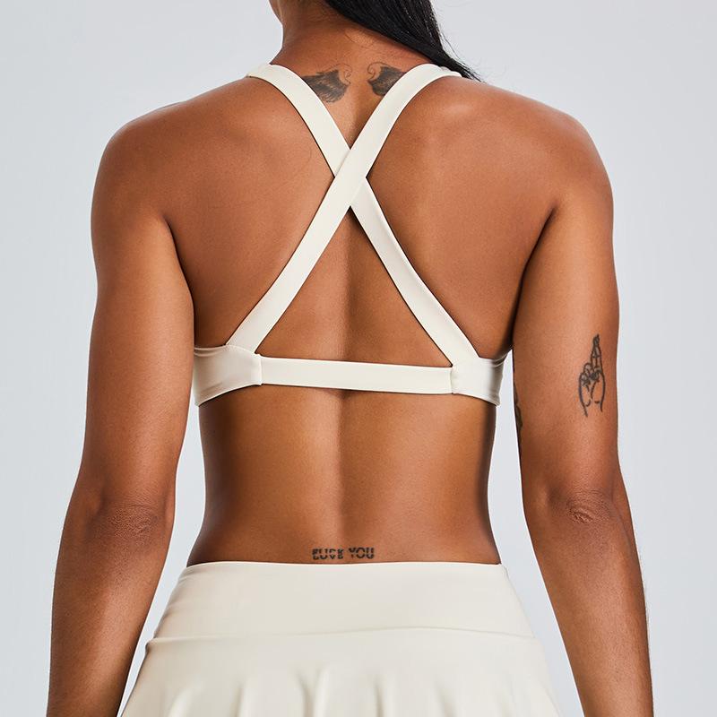 New Sports Bra For Women, Sexy Cross Back Sports Vest With Chest Cushion, Wearing Fitness Suit Top