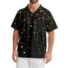 Men's Printing Short Sleeve V-neck Working Blouse Chest Pocket Carer Top