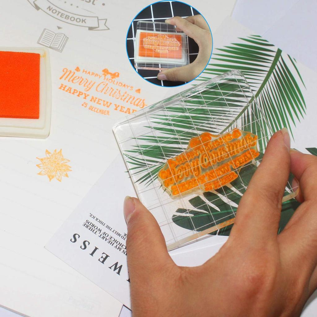 Acrylic Stamp Block Set Scrapbooking Essential Grid Clear Accessories for Custom Rubber Stamps