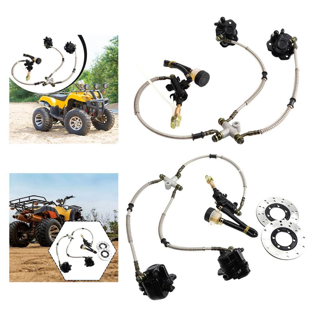 Go Kart Hydraulic Brake Kit Hydraulic Versatile Easy Installation Twin Calipers Rear Brake Assembly for 200cc UTV Quad Bikes ATV