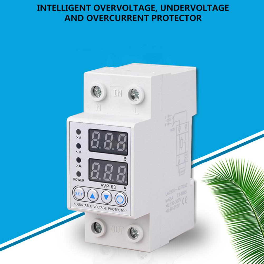 220V 40/63A Adjustable Over Under Voltage Protective Device Over Current Protection Limit Relay Protector Ammeter Voltmeter