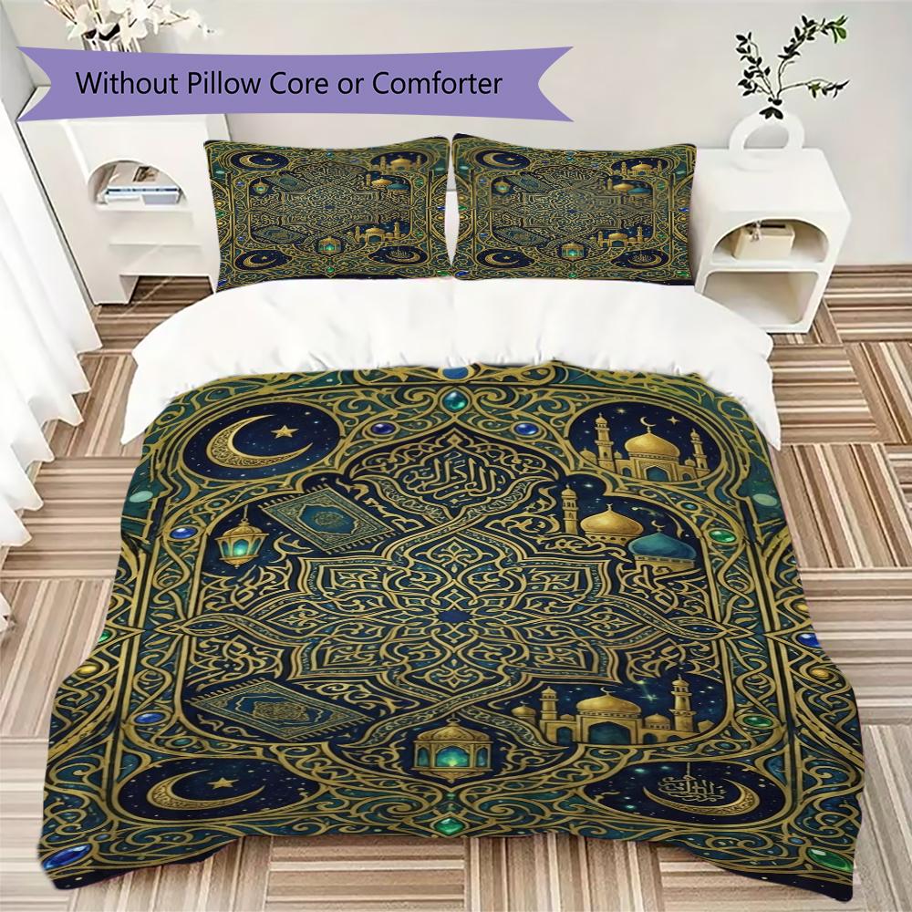 Muslim Pattern Bedding uilt Set uilt Cover Pillowcase Home Decoration Birthday Gift (1 * duvet cover + 2 * pillowcase  without core)126