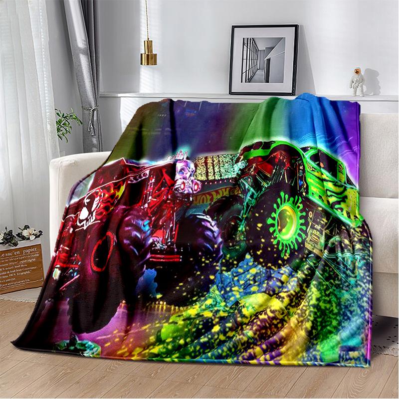 3D Monster Jam Monster Truck Cartoon Blanket,Soft Throw Blanket for Home Bedroom Bed Sofa Picnic Travel Office Cover Blanket Kid