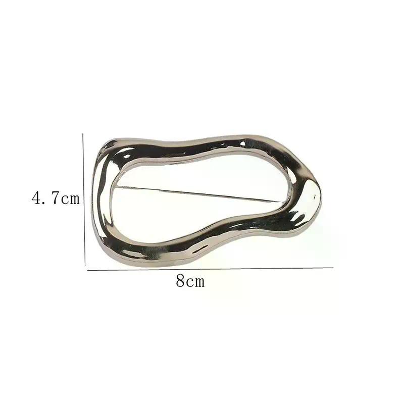 80s Fashion Stainless Steel Big Circle Brooches Pins For Women Men 2-color All-match Geometric Brooch Gifts