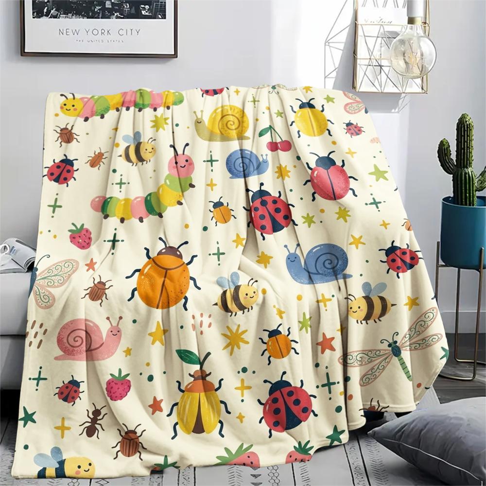 1Pc Cute Cartoon Print Flannel Blanket, High quality Comfortable for All Seasons, Home Decor, Warmth and Comfort, Perfect for Christmas Gifts W49