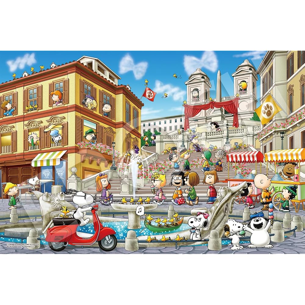EPOCH 1000-Piece Peanuts Snoopy in Rome Puzzle 50x75cm with Glue and Spatula