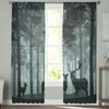 Deep Forest With Deer Tulle Window Curtain For Living Room Bedroom Voile Sheer Curtains Kitchen Treatments Drapes