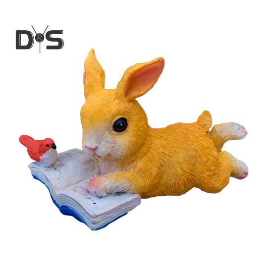 

Статуэтка кролика, читающего книгу, фигурка кролика из смолы, садовый декор, коллекционная статуэтка кролика, настольное украшение для домашнего офиса Rabbit