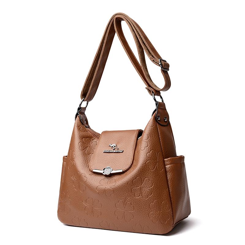 Soft Leather Large Capacity Crossbody Bag Women's Shoulder Bag Middle-aged Mother Bag