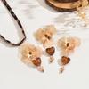 1SET/3PCS French Retro Style Handmade Flower Love Leopard Print Necklace Earrings Set