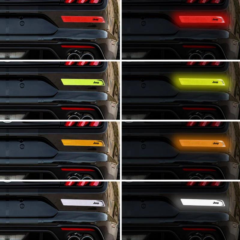Durable Scratch-Resistant Car Rear Bumper Reflective Warning Decals for Jeep Renegade Wrangler JK JL Grand Cherokee Auto Parts