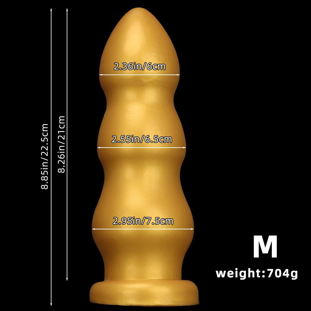 Big Gold Silicone Ribbed Anal Dildo Realistic Penis Sex Toy for Couples Fisting Big Dick BDSM