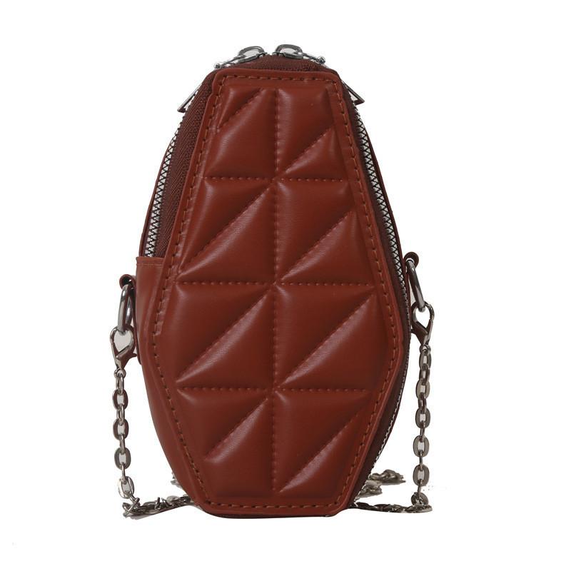 Trendsetting Street Style Women s Pu Shoulder Bag With Chain And Stitching коричневый