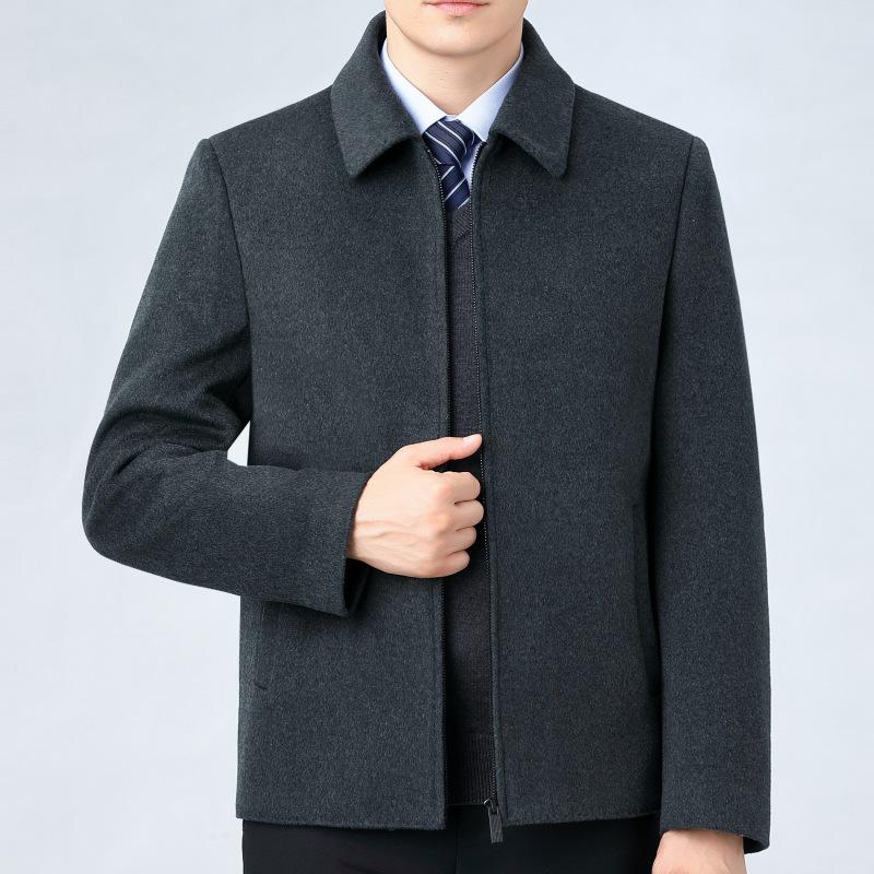 Men's Winter Double-Sided Wool Lapel Jacket with Cashmere Inner Layer - Dad Style