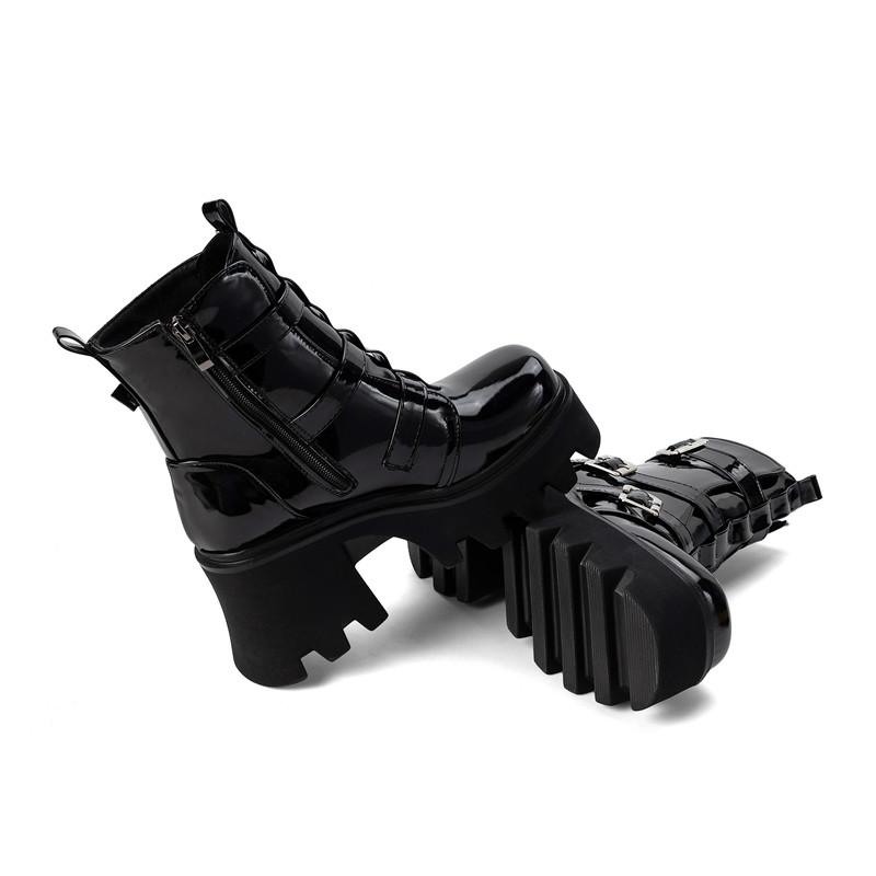 Women's High-heeled Short Boots Autumn and Winter New Waterproof Table Thick-heeled Large-size Thick-soled Roman Boots
