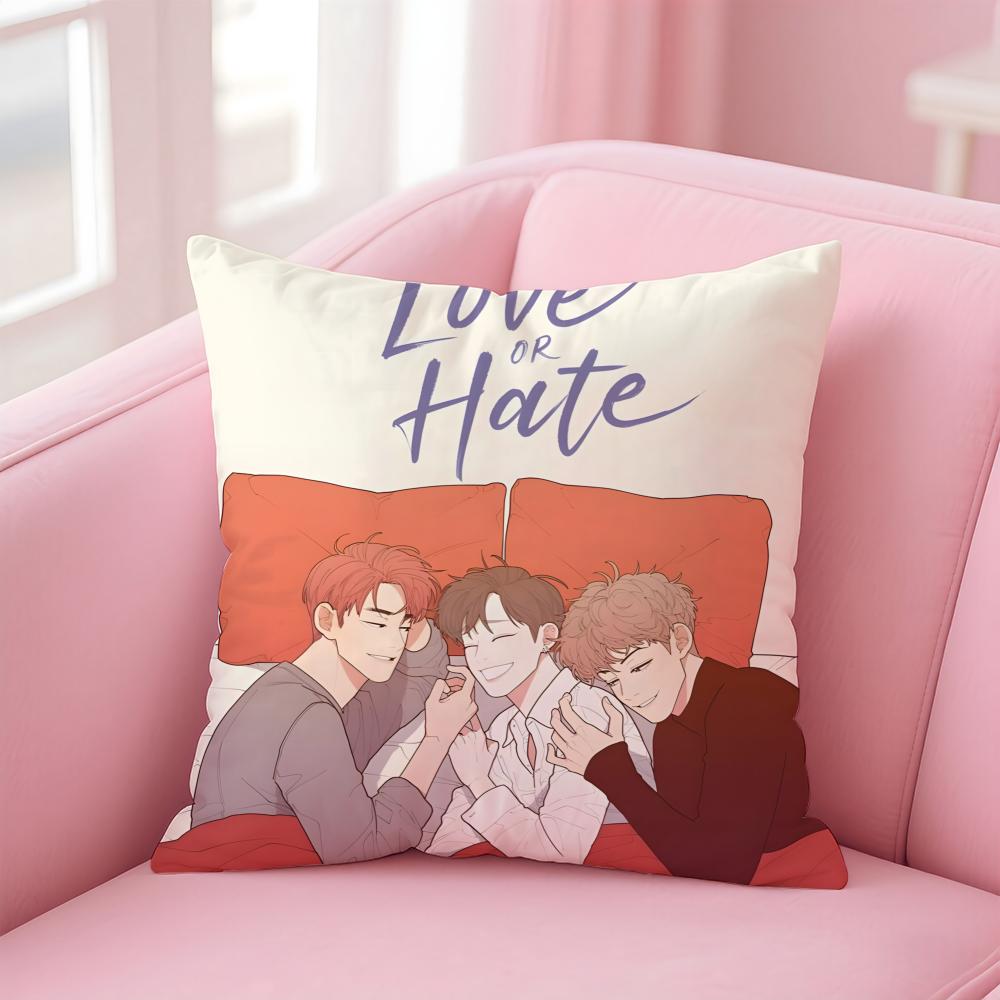 l-Love or Hate bl Cushion Cover Comfortable Reversible Pillow Cover Ideal for Car Sofa Bedroom & Beyond