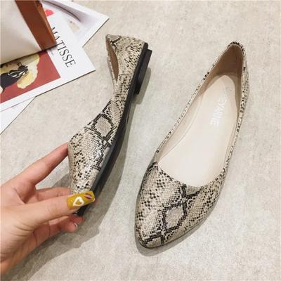 Womens Shoes Fashion European American Python Patterned Soft Soled Flat Shoes Women Flats Women Work Shoes Comfortable for Work