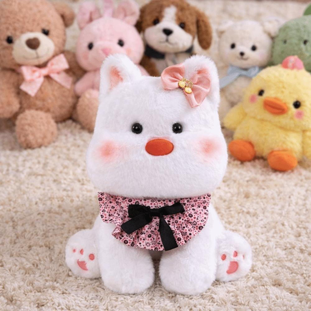4 Sizes Available White Terrier Doll Sitting Posture Stuffed Puppy Pillow  Valentine's Day Gift