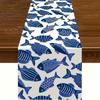 1pc Blue Fish Table Runner Single Sided 2D Print Polyester Decor for Dining Room Kitchen Coastal Nautical Aesthetic Vibe