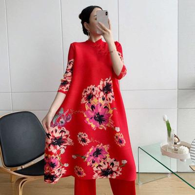 Folded Fashion Spring New Style Dress Retro Style Loose Mid Length Dress