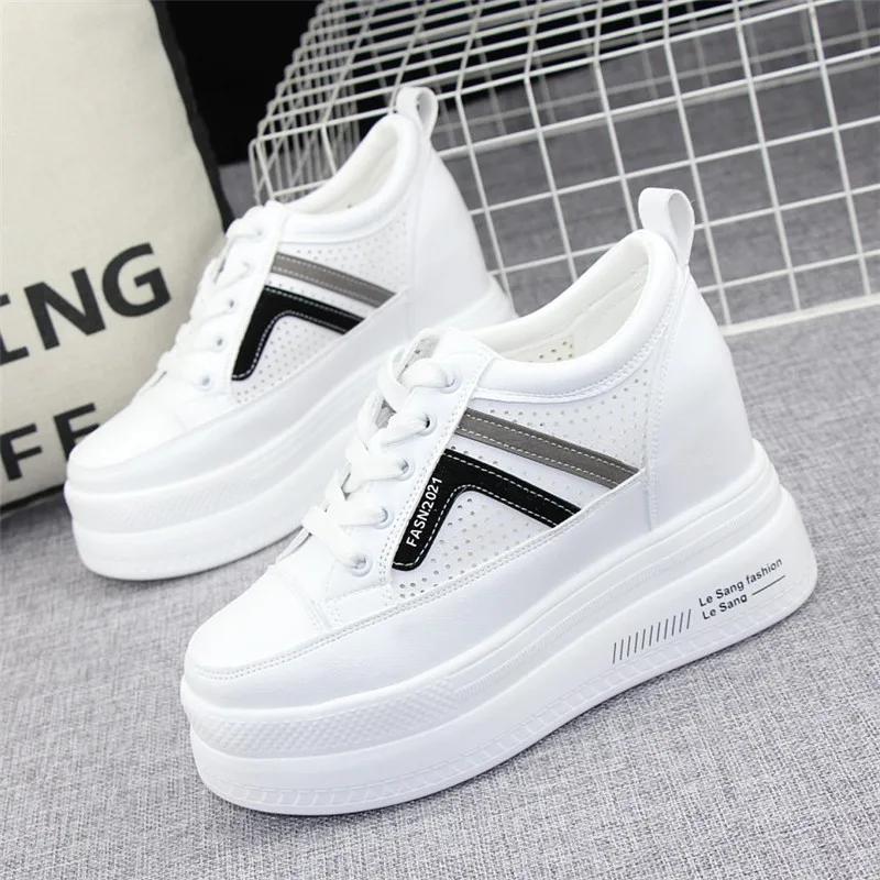 Fashion 2025 New Women 10cm Platform Wedge Fashion Sneakers Lace Up Shoes Vulcanize Chunky Sneaker Ladies Fashion Platform Shoes