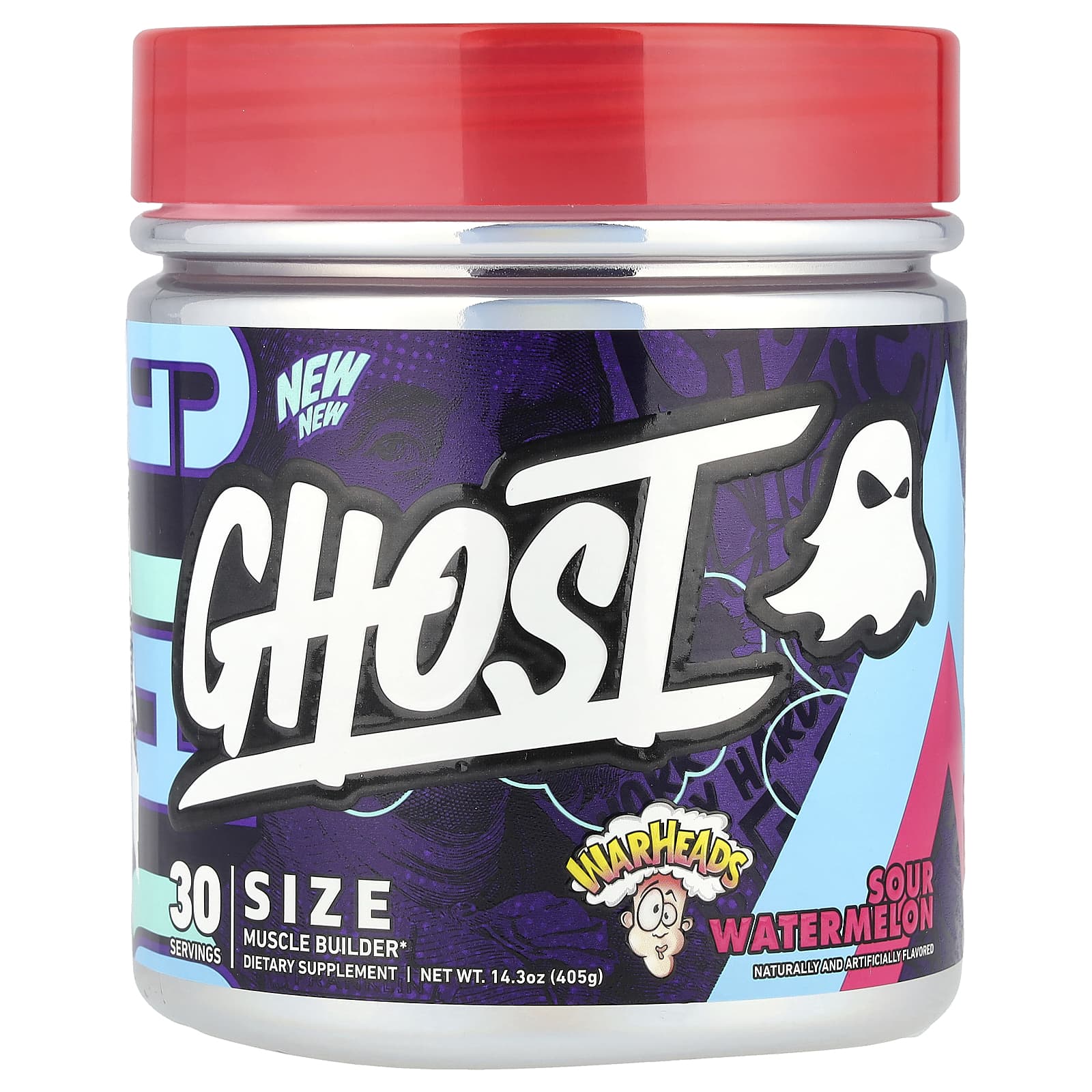 

Size, Muscle Builder, Warhead® Sour Watermelon Flavor, 405G (14.3Oz)