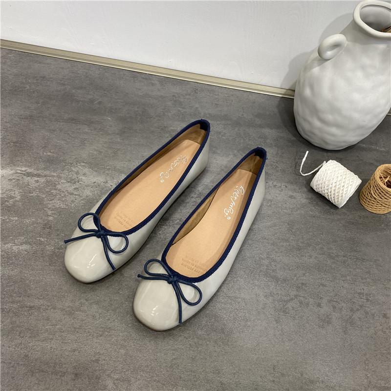 Doudou Single Shoes Women's Shoes 2025 New Summer Versatile Bow Shallow Mouth Ballet Pregnant Women Flat Shoes Ladyshoes